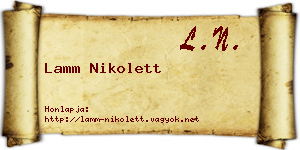 Lamm Nikolett névjegykártya